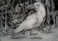 White Crow with broccoli and lilies 100x70cm
